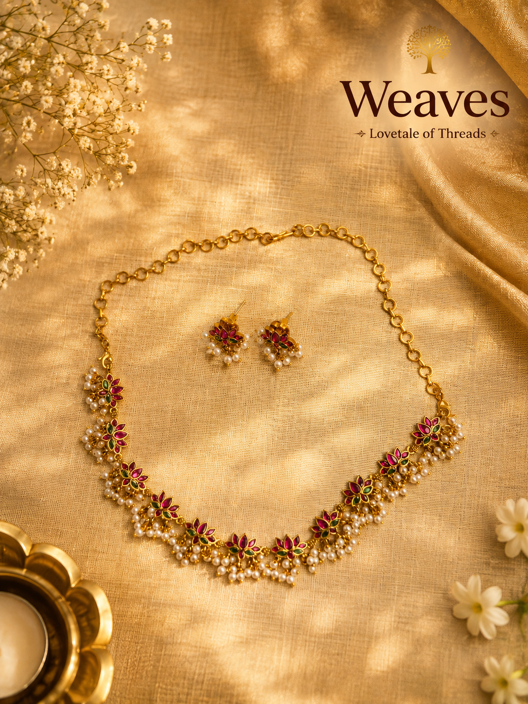 Lotus Bloom Necklace & Earring Set