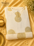 Onam Tissue Straight Slit Kurti Top – Gold Medallion Print, front view