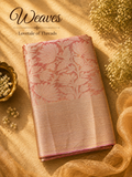 Double Shaded Tissue Saree in rose gold and blush with floral zari weave