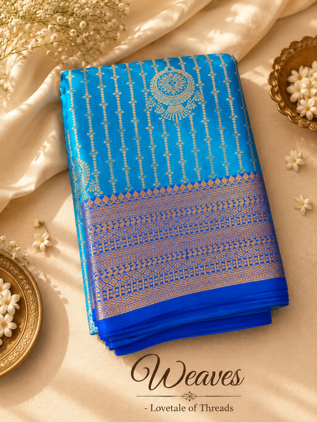 Vairaoosi Blue Kanjivaram Silk Saree blouse piece