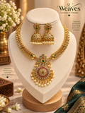 Multicolour Pendant Necklace Set with Jhumka Earrings (Pendant Enlarged)