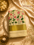 Kerala Tissue Saree – Lotus Garden Print