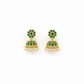 Green Stone Kemp Jhumka Earrings